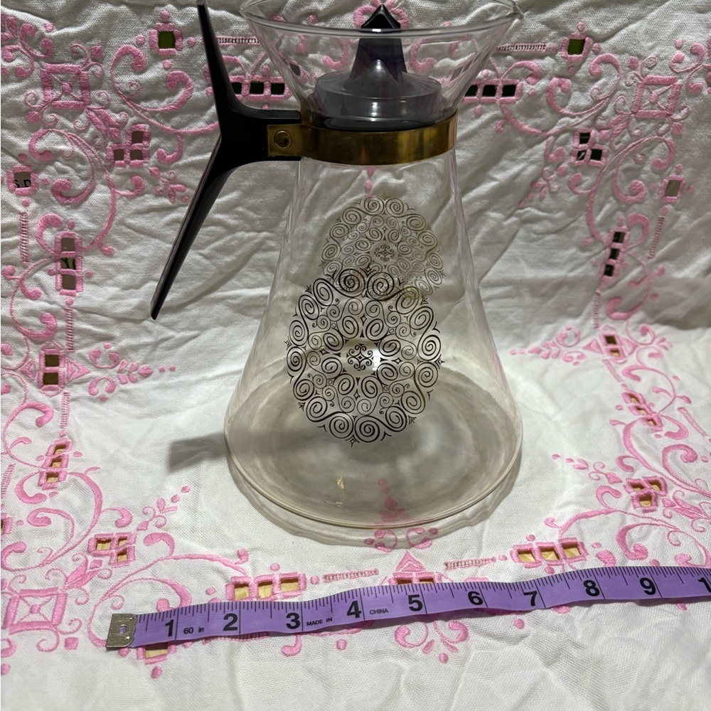 Vintage Geni Elegant Glass Coffee Carafe with Black Handle